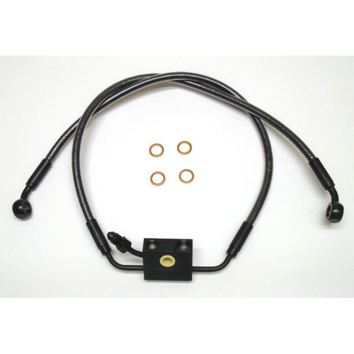 Magnum Black Pearl +2" Extended Dual Disc Lower Brake Lines for 2018-2026 Harley Softail