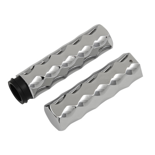 LA Choppers Chrome Billet Hex Grips for Harley Electronic Throttle