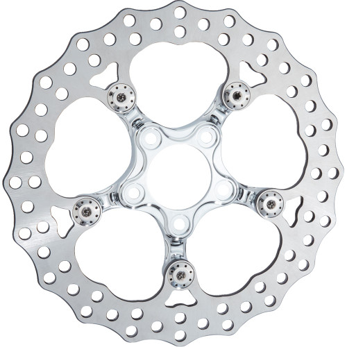 Arlen Ness Spider Rear Brake Rotor for Harley with Arlen Ness Wheel Hub - Chrome