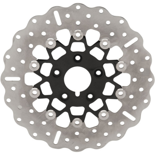 EBC 10-Button Floating Contour Stainless Front Rotor for 1984-1999 Harley - Black