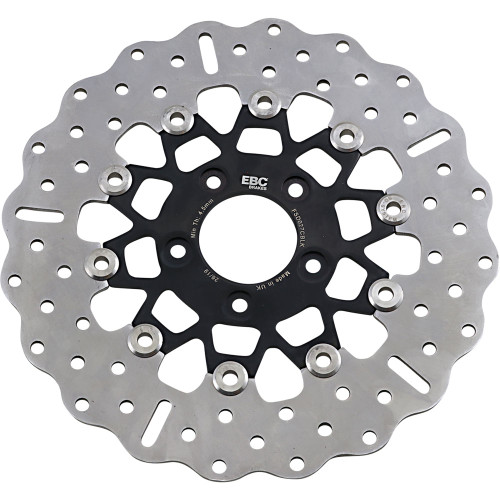 EBC 10-Button Floating Contour Stainless 11.5" Front Rotor for 2000-2014 Harley - Black