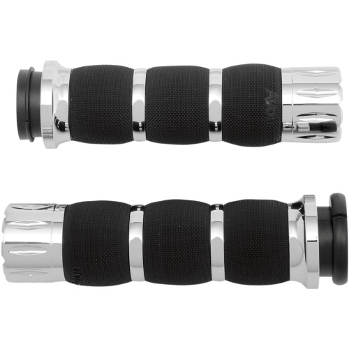 Avon Air Cushioned Rival Grips for Harley Electronic Throttle - Chrome
