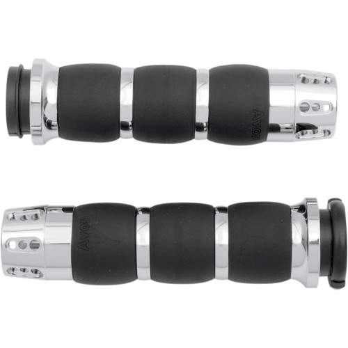 Avon Air Cushioned Velvet Gatlin Grips for Harley Electronic Throttle - Chrome