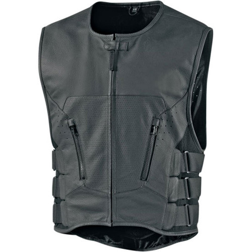 icon プロテクター入りレザーベスト Icon Regulator D30 Stripped Motorcycle Vest - Get Lowered Cycles