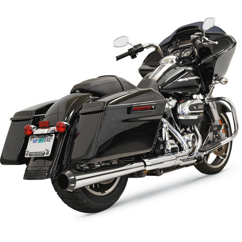 Bassani Crossover Eliminator with 4" Megaphone Muffler for 2017-2022 Harley Touring - Chrome