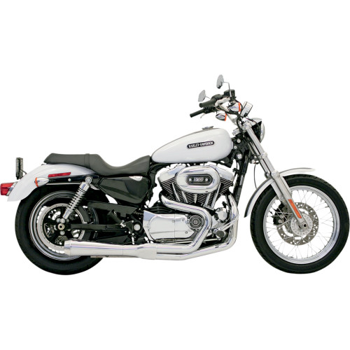 Bassani Short Upswept Road Rage 2-into-1 Exhaust System for 1986-2003 Harley Sportster - Chrome