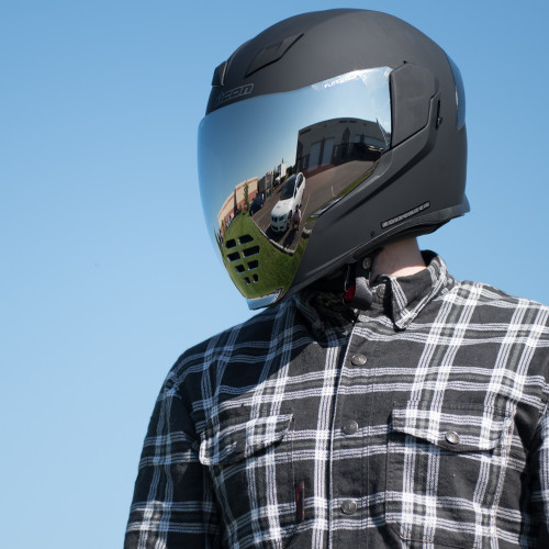 icon airflite quicksilver helmet silver faceshield Airframe Pro - Re-Entry - Compatible with the Airflite helmet Mirror Icon Variant Visor Icon