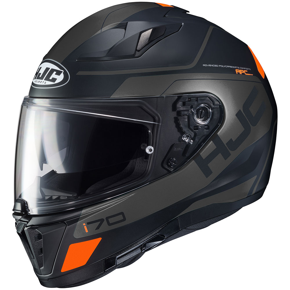 orange motorcycle helmet