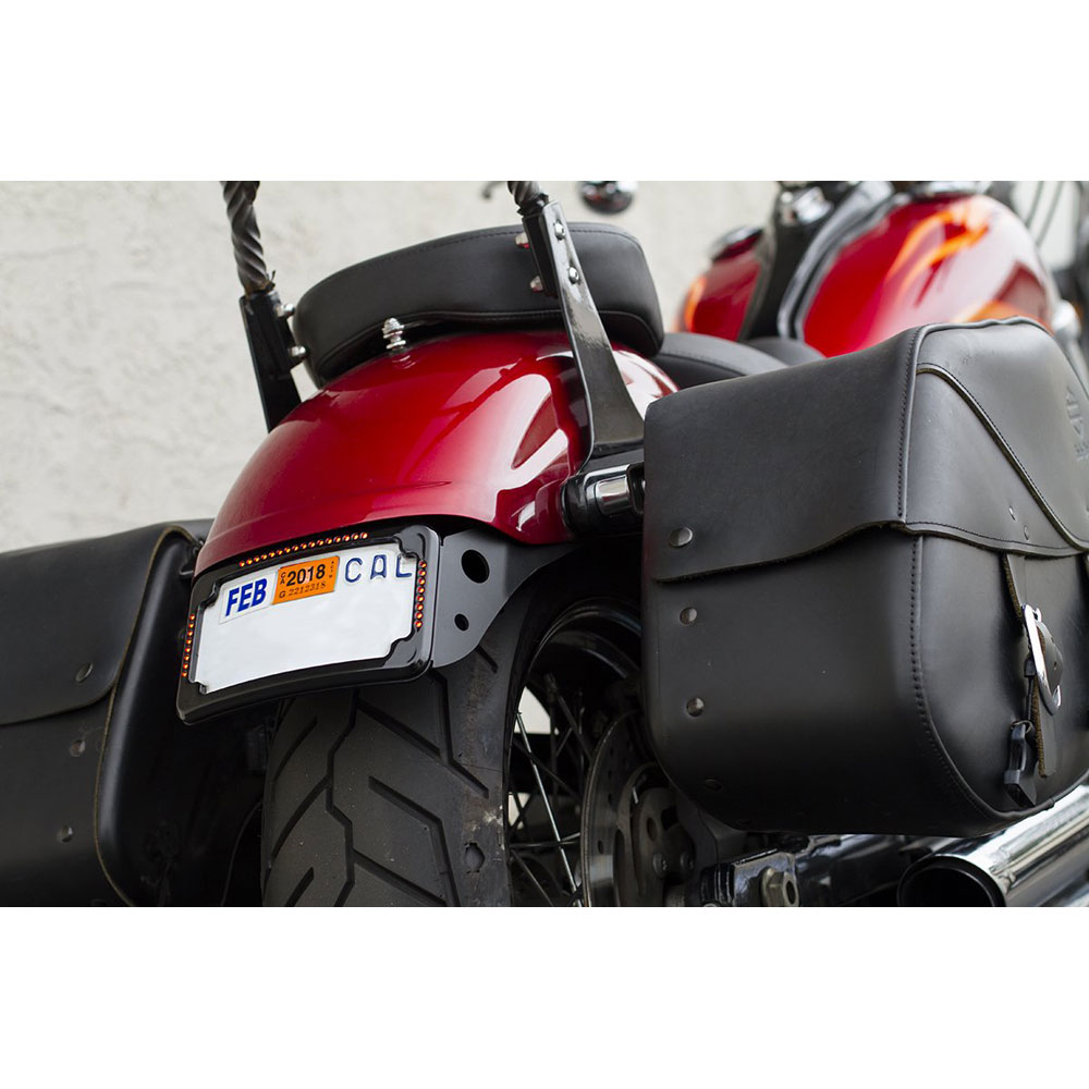 Cycle Visions Curved License Plate Mount with Slick Signal for 2013-2017  Harley Street Bob - Black