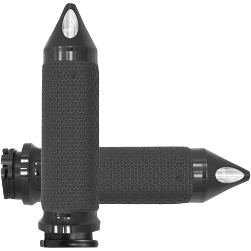 Avon Spiked Memory Foam Grips for Harley Dual Cable - Black - Get