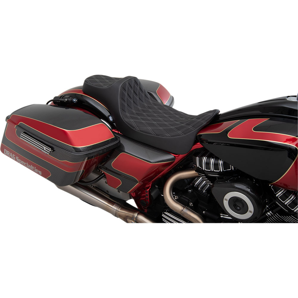 DRAG SPECIALTIES ハーレー　バイク シート　　背もたれ付き Drag Specialties Predator III Extended Reach Seat for 2008-2023