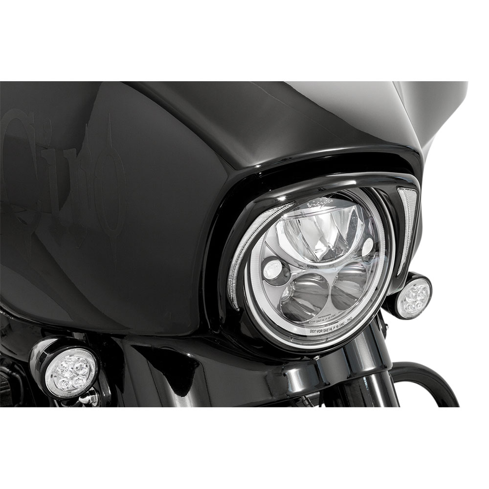 Black Raked Headlight Bezel For Harley Davidson Street Glide, Electra Glide, Road King