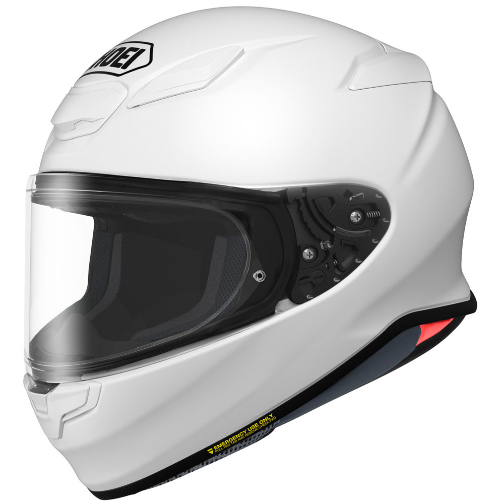 shoei dual sport helmet white red RF-1400 MM93 Retro resistant system Shoei Motorcycle Helmets | X-15