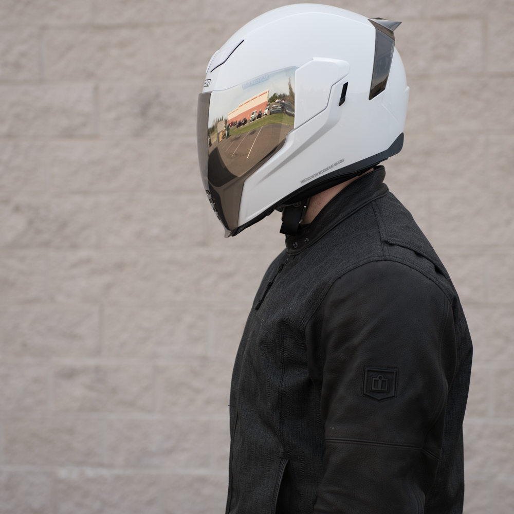 icon airflite helmet visor up Icon Airflite RST Silver Face Shield