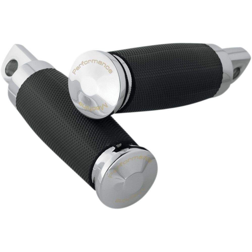 Performance Machine Rubber-Wrapped Contour Foot Pegs for Harley Models - Chrome