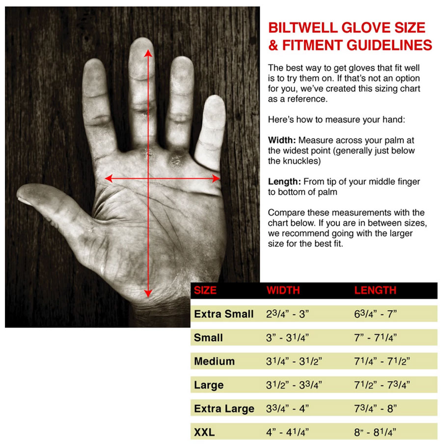 Friction Gloves Size Chart