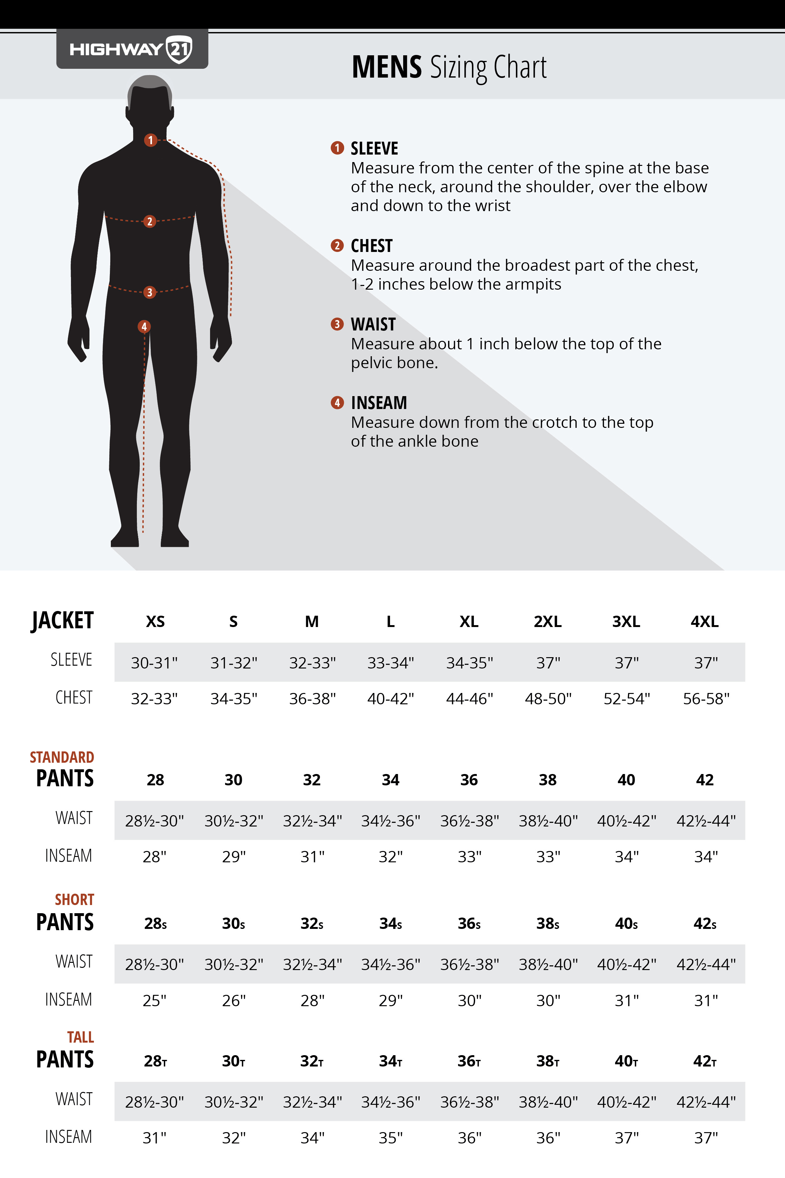 Flannel Shirt Size Chart