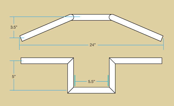 Biltwell 7/8" Zed Handlebars Dimensions