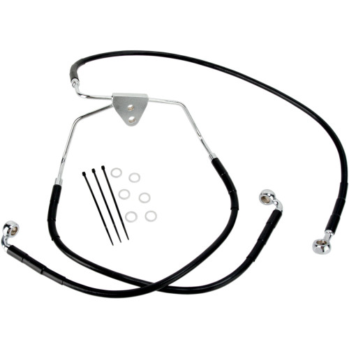 Drag Specialties +2 Extended Black Viny Brake Line Kit for 2008-2013 Harley Touring w/o ABS