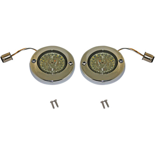 Custom Dynamics Probeam Flat Bezel Dynamic Rings LED Front Turn Signal Inserts for Harley - Chrome