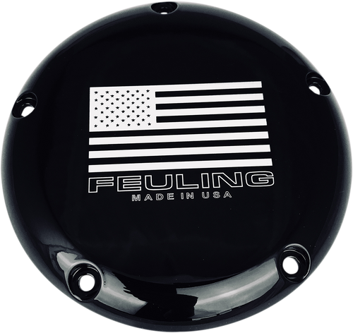 Feuling American Flag Logo Derby Cover for 1999-2018 Harley Big Twin - Black