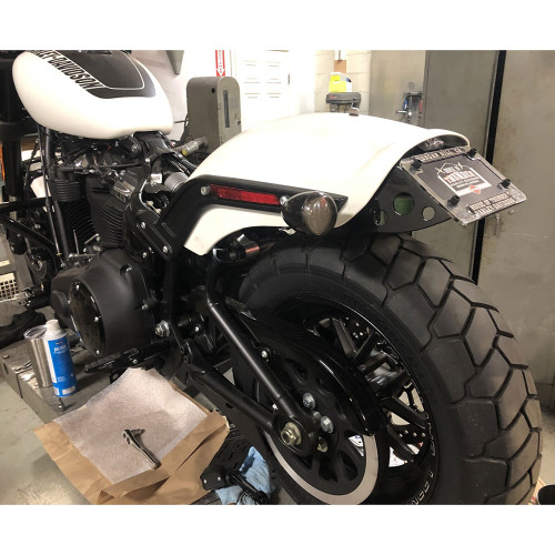 Bung King License Plate Relocation Kit for 2018-Up Harley Fat Bob - Black