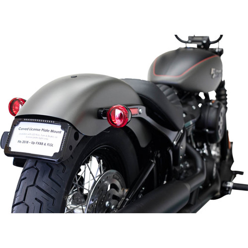 Cycle Visions Curved License Plate Mount with Slick Signal for 2018-2023 Harley Street Bob and Slim - Black