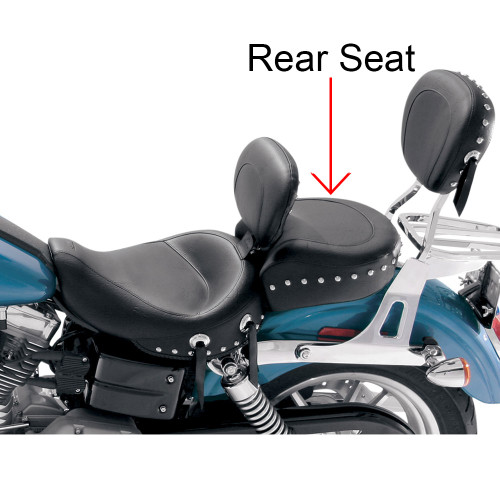Mustang Chrome Studded Wide Touring Rear Passenger Seat for 2006-2017 Harley Dyna