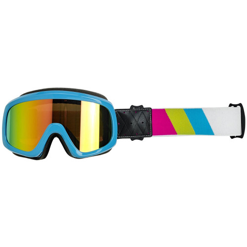 Biltwell Overland 2.0 Tri-Stripe Goggle - Jet Boat Blue/Yellow/Pink