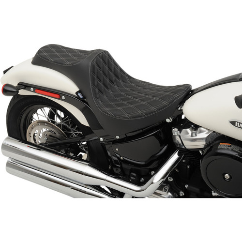 Drag Specialties Predator III Seat for 2018-2024 Harley Softail* - Double Diamond Silver