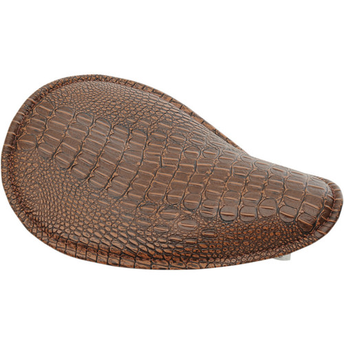Drag Specialties Small Low-Profile Spring Solo Seat - Brown Leather Faux Alligator