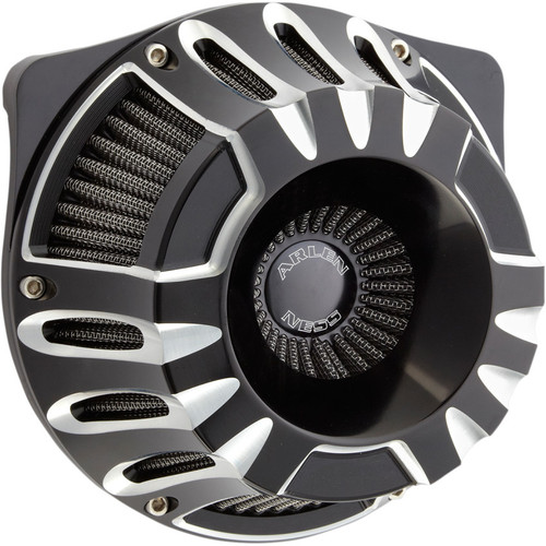 Arlen Ness Deep Cut Inverted Air Cleaner for 2008-2017 Harley Twin Cam Electronic Throttle - Black
