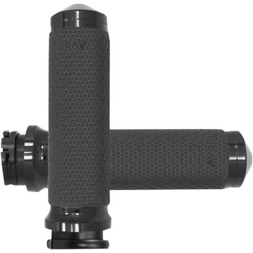 Avon Round Memory Foam Grips for Harley Dual Cable - Black