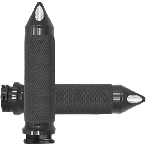 Avon Spiked Memory Foam Grips for Harley Dual Cable - Black