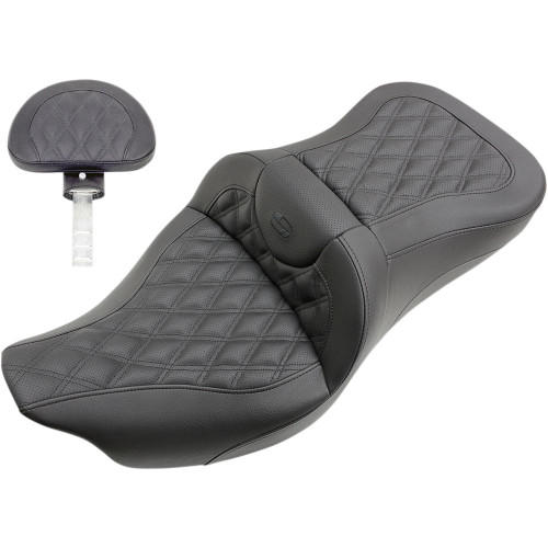 Saddlemen Road Sofa Seat w/ Driver Backrest for 2009-2023 Harley Tri-Glide - Lattice Stitch
