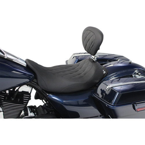 Mustang Wide Tripper Solo Seat w/ Backrest for 2008-2021 Harley Touring
