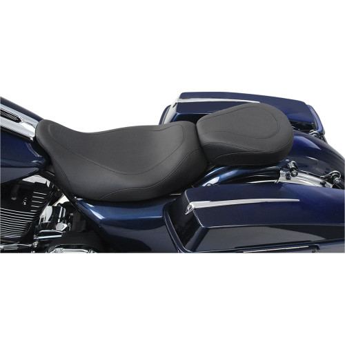 Mustang Wide Tripper Black Rear Seat for 2008-2023 Harley Touring - Smooth
