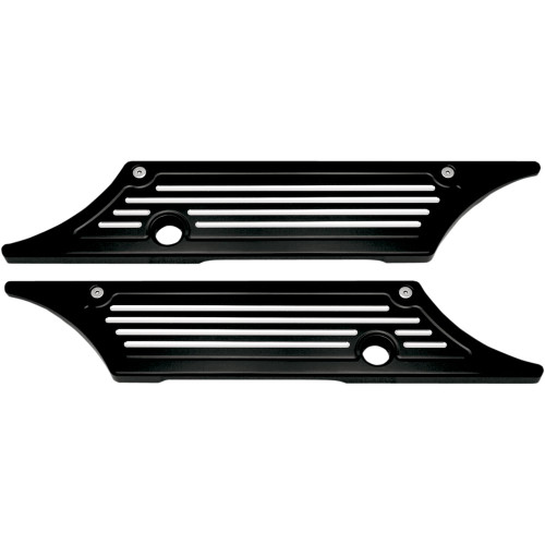 Pro One Black Saddlebag Latch Covers for 1993-2013 Harley - Ball MIlled