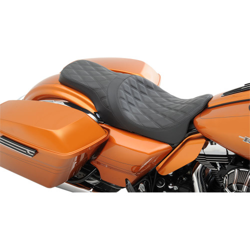 Drag Specialties Forward Predator 2-Up Seat for 2008-2023 Harley Touring - Black Double Diamond