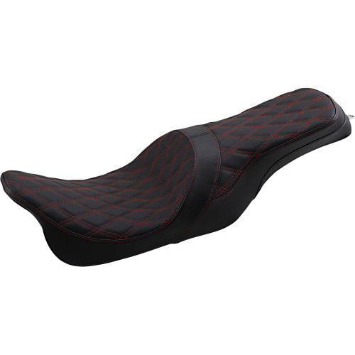 Drag Specialties Forward Predator 2-Up Seat for 2008-2023 Harley Touring - Red Double Diamond