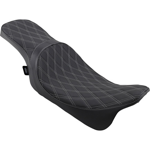 Drag Specialties Predator 2-Up Seat for 2008-2023 Harley Touring - Silver Double Diamond Stitch