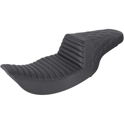 Saddlemen Step-Up Seat for 1997-2007 Harley FLHR/FLHX - Black Lattice Stitch & Tuck N Roll