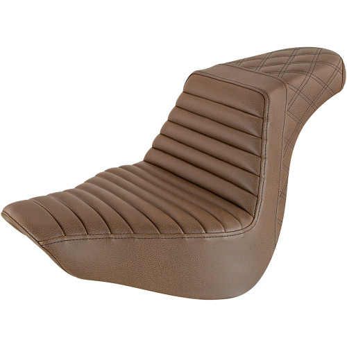 Saddlemen Brown Step Up Seat for 2018-2024 Harley Softail FLFB - Front TR / Rear LS
