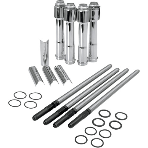 S&S Adjustable Pushrod Kit with Covers for 2004-2020 Harley Sportster - Chrome