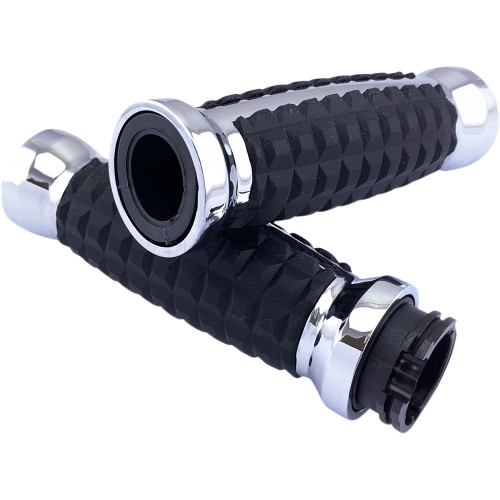 Drag Specialties Grenade Grips for Harley Dual Cable - Chrome