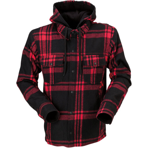 Z1R Timber Hooded Flannel Shirt - Black/Red