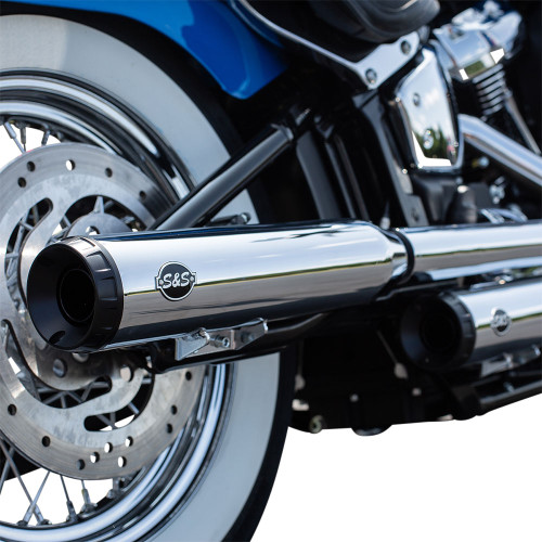 S&S Grand National Slip-On Mufflers for 2018-2020 Harley Softail FLHC/ FLDE - Chrome