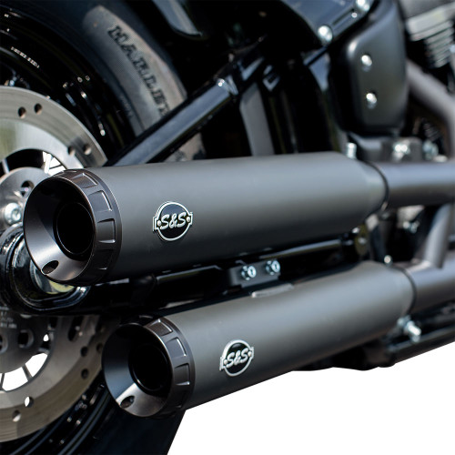 S&S Grand National Slip-On Mufflers Race Only for 2018-2022 Harley Softail Models - Black