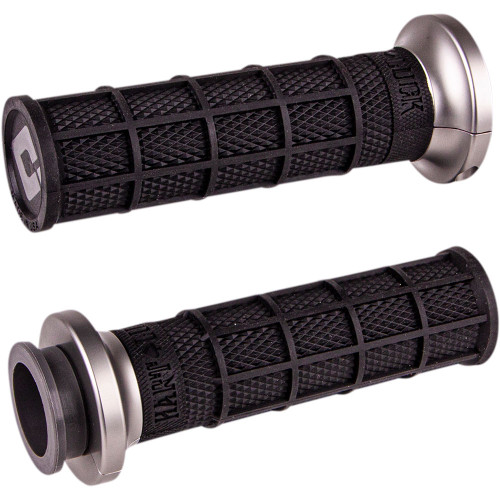 ODI Hart Luck Full Waffle Lock-On Grips for Harley Dual Cable - Black/Gun Metal