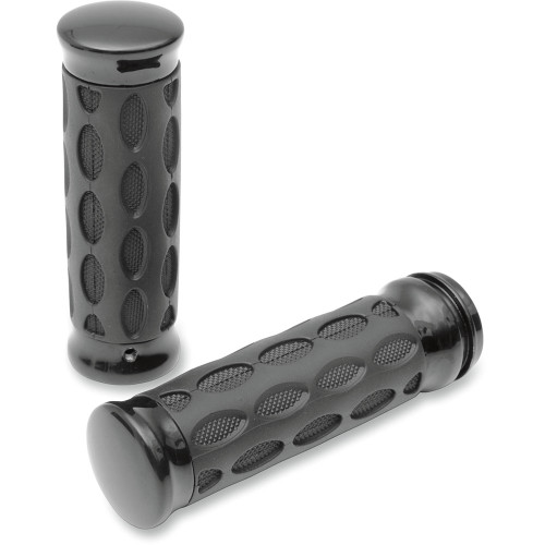 Hotop Designs Black Custom Rubber Grips for Harley Electronic Throttle